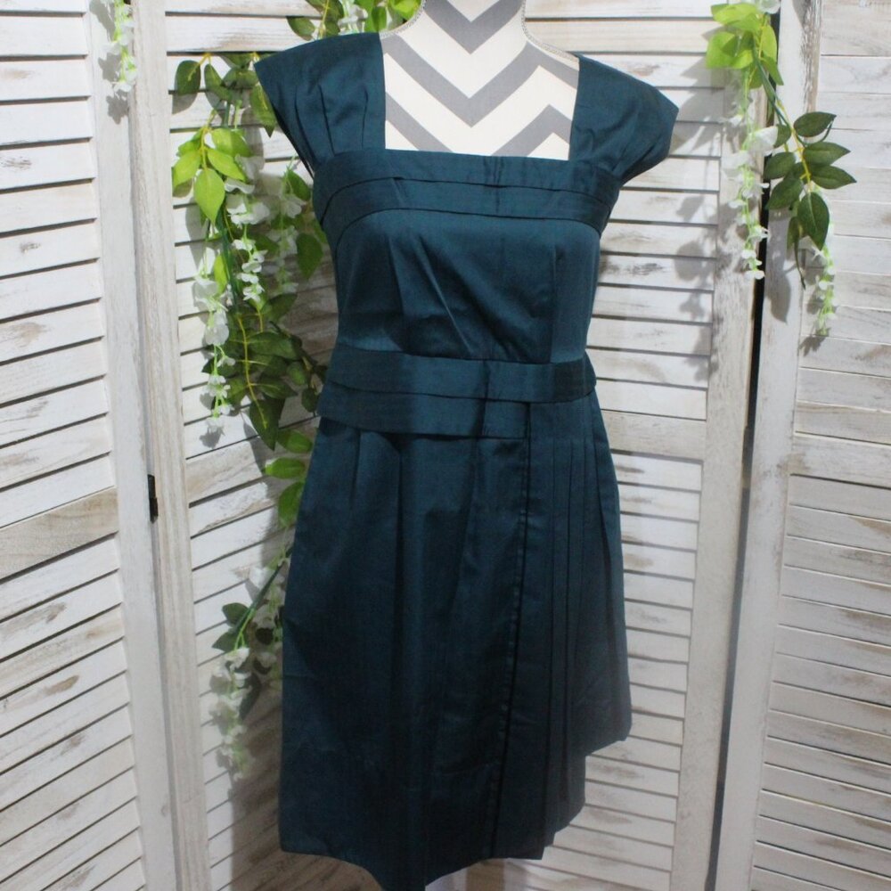 MARC by Marc Jacobs Sleeveless Square Neckline Fit and Flare Teal Dress